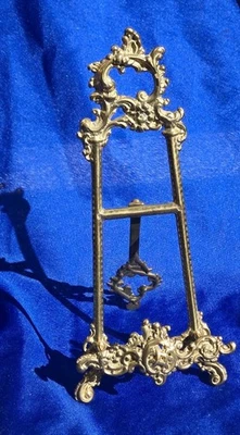 Vtg Ornate Solid Brass Picture Easel Back , 4" Wide, 9 3/16 " Tall  - Image 1 of 4
