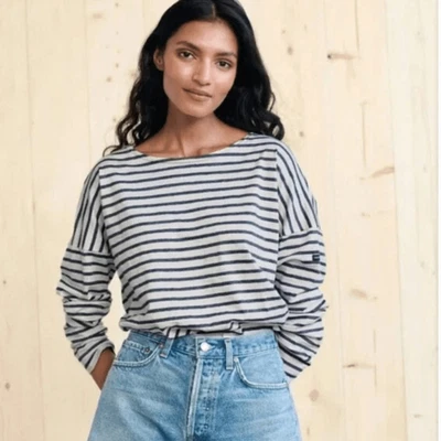 Camiseta Saint James x Jenni Kayne Clásica a Rayas Manga Larga Cuello Barco Lino Talla M Foto 1 de 4