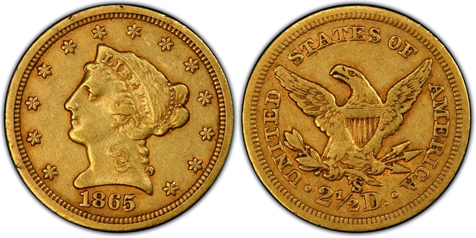 1865 S $2.50 Gold Liberty Head Quarter Eagle PCGS XF-40 - Image 1 of 1