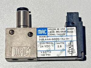 MAC VENTILE INC 34B-AAA-GDD0-1KJ-9 Magnetventil 34BAAAGDD01KJ9 24 VDC 2,5WATT - Bild 1 von 3