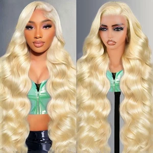 613 13x6 Lace Front Wig Human Hair 28 Inch 200 Density Blonde Wig Human Hair ... - Bild 1 von 7