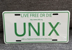 UNIX Open group LIVE FREE OR DIE Vintage License Plate - NEW - Picture 1 of 14