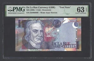 De La Rue (GBR),One Unit,ND(1999), Isaac Newton, "Test Note" UNC Grade 63 - Picture 1 of 2