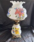 Vintage Milk Glass Table Lamp Hurricane Style For Child’s Room