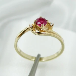 0.30ct Red Natural Ruby & Brilliant Diamonds Ring Genuine 375 9k 9ct Yellow Gold - Picture 1 of 9