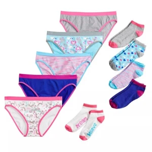 SO Girl's Size L 5-Pack Seamless Bikini Panties & Socks Set Assorted Blue & Pink - Picture 1 of 1