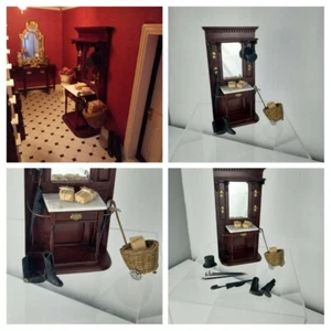VINTAGE 1980s Dolls House Miniatures 1:12 Furniture Canes Unbrella Hat Boots ect - Picture 1 of 12