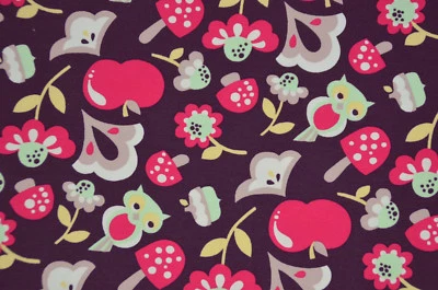 Sweat-Stoff Fall Medley lila Eulen Pilz gerauter French Terry 50 x 160 cm   - Bild 1 von 4