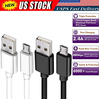 3/6FT Micro USB Fast Charger Data Sync Cable Cord For Samsung Galaxy S5 S6 S7 - Image 1 of 4