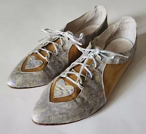 GIANPAOLO MATTIOZZI Vintage Ladies Shoes Italy 40 US 9.5 Metallic Laces Hearts - Picture 1 of 5