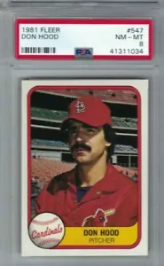 1981 Fleer Baseballkarte #547 Don Hood, St. Louis Cardinals graded PSA 8 - Bild 1 von 1