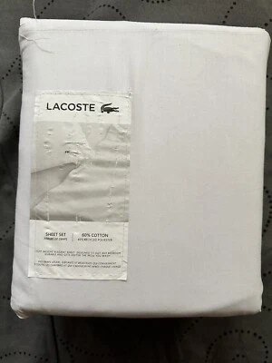 NUEVO Juego de Sábanas Lacoste Ligero Elegante King ~ Blanco Nuevo en Paquete Foto 1 de 2