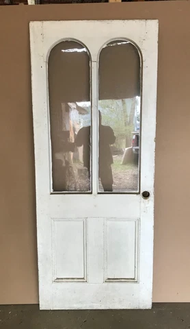 1 Antique Wood 34x82 Decorative Double Arched Glass Farmhouse Door VTG 665-23B Cover