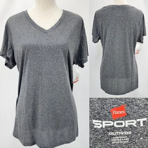 Hanes Sport Women XXL 41" Chest Heather Gray Short Sleeve Active T-shirt CoolDri - Picture 1 of 16