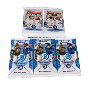 (2) 2025 Bowman Béisbol - Paquete de 10 tarjetas y (3) Bowman 2021 Béisbol cromado - 5 paquetes de tarjetas - Imagen 1 de 4