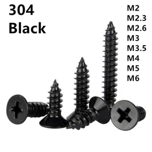 Black 304 Stainless Steel Phillips Countersunk Self Tapping Screws M2 M2.3 - M6 - Bild 1 von 12