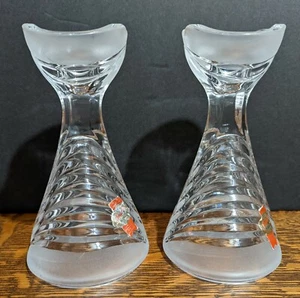 Vintage Pair MCM Anna Hutte Bleikristall Crystal Candlesticks Holders GERMANY - Picture 1 of 8