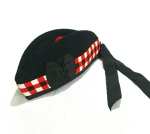 Glengarry Hat Scottish Wool Piper Bonnet Triple Diced Highland Scots Cap - Picture 1 of 7