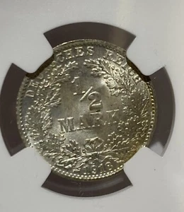 1918 D GERMANY 1/2 MARK Y16 Silver Coin NGC MS66 - Picture 1 of 4