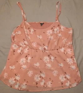 Torrid top Women's 4 peach Semi Sheer Cami boatneck floral boho - Imagen 1 de 7