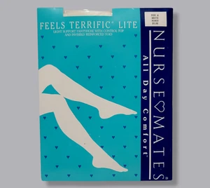 VINTAGE Nurse Mates #81800 Feels Terrific Lite White Pantyhose Size B - Picture 1 of 5