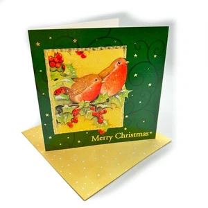 Lotto 5 cartoline di Buon Natale Vintage Natalizie inglesi di lusso con Uccelli - Picture 1 of 6