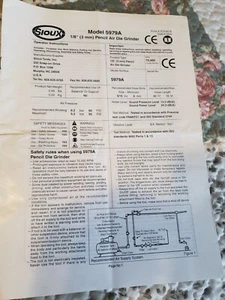 Sioux Model 5979A Pencil Air Die Grinder ***Operator Instructions ONLY ** - Picture 1 of 1