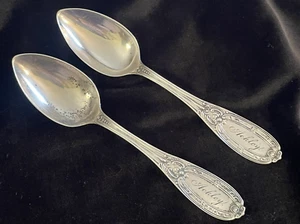 2 Coin Silver Teaspoons Albert Coles NY C1851 Jenny Lind 5 3/4" MONO🌺🌺 - Picture 1 of 24