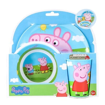 SET PIATTI PEPPA PIG CON BICCHIERE ASILO SCUOLA MATERNA IN MELANINA PAPPA - Immagine 1 di 2