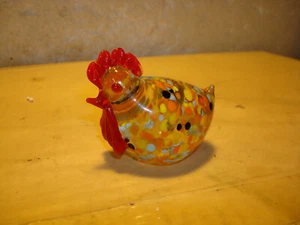 Vintage Art Glass Chicken Rooster Miniature Millefiori Design Mini Figurine - Picture 1 of 10