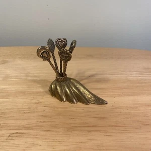 Juego de aperitivos de cóctel Celeste con 5 selecciones vintage dorado metal latón - Imagen 1 de 8
