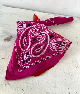 Cotton Square Neck Scarf Neckerchief Bandana Pink Orange Paisley NEW UNWORN - Picture 1 of 7