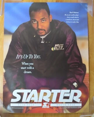 Promo 1993 KARL MALONE No. 32 UTAH JAZZ Dream Wear STARTER 23" x 30" Poster - Image 1 of 3