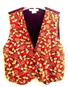 Ellen Ashley Vintage Damen Weste S schwarz Perlen Blumen Smoking Style Tie Back - Bild 1 von 4