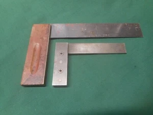 Vtg. Lot of 2 Precision Squares ~ 1  8" w/ Rosewood & Brass Handle + 4.5" Metal* - Picture 1 of 9