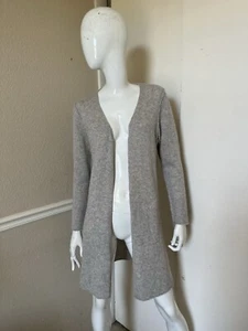 AUTUMN CASHMERE NWT! Heather Gray 100% Cashmere Mid Length Cardigan Sweater Sz M - Picture 1 of 6