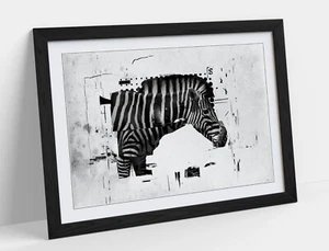 ZEBRA GLITCH ABSTRACT ARTWORK HOME DECOR -FRAMED ART POSTER PICTURE PRINT - Picture 1 of 10