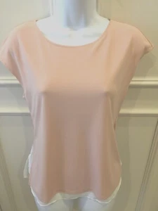 Ann Taylor Blouse Top Size Small Light Pink Cap Sleeve Layered Side Slits - Picture 1 of 11