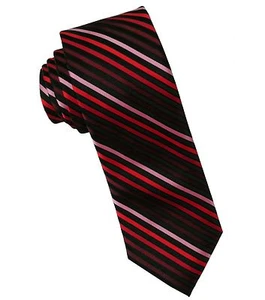 New Milani Men's Polyester striped Neck Tie Necktie Only Pink Black Red Wedding - Picture 1 of 2
