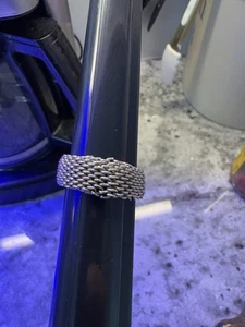 Tiffany & Co. Somerset Sterling Silver 925 Mesh Weave Ring - Sz. 11-12 Damaged - Picture 1 of 5