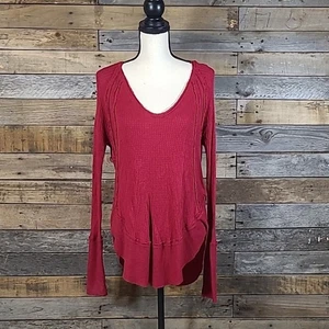 We The Free Top Catalina Thermal Waffle High Low Red Tunic Sz XS - Picture 1 of 10