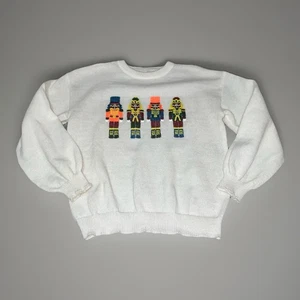 BiBi French Terry Top with Sequin Nutcrackers on Front White Christmas Small - Picture 1 of 10