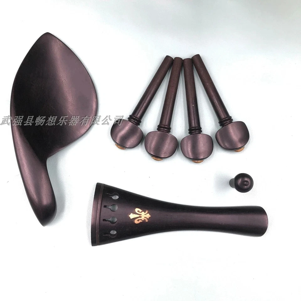 1 set Ebony wood viola Parts Inlay Flower. Viola Pegs Tailpiece Chinrest Endpin - Image 1 of 1