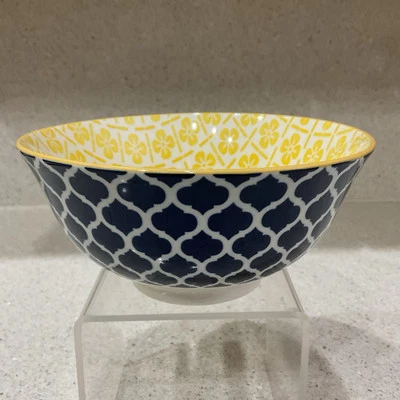 Tigela de cerâmica Chelsea internacional certificada em relevo azul e amarela 6,25” - Imagem 1 de 3