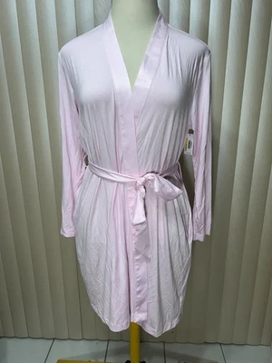 Bata corta Calvin Klein M-L ribete satinado manga larga rosa para mujer QS6529 Foto 1 de 4