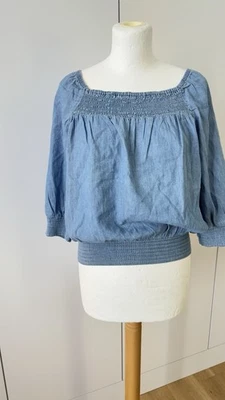 H&M edle Cropped Jeansbluse Bluse Oberteil  Gr M/L 38 40 🌟Neu - Bild 1 von 4