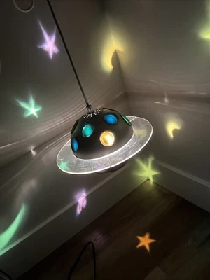 Projetor de bola cor espacial dirigível IKEA planeta UFO lâmpada de luz suspensa galáxia Y2K - Imagem 1 de 4
