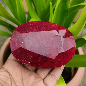 Natural 2442 Ct Certified South African Red Ruby Loose Gemstone Oval Shape - Picture 1 of 11