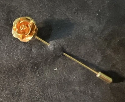 Rose Flower Goldtone Lapel Pin  - Image 1 of 4