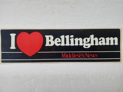 Vintage I LOVE BELLINGHAM Massachusetts The MIDDLESEX NEWS Bumper Sticker Promo - Image 1 of 4